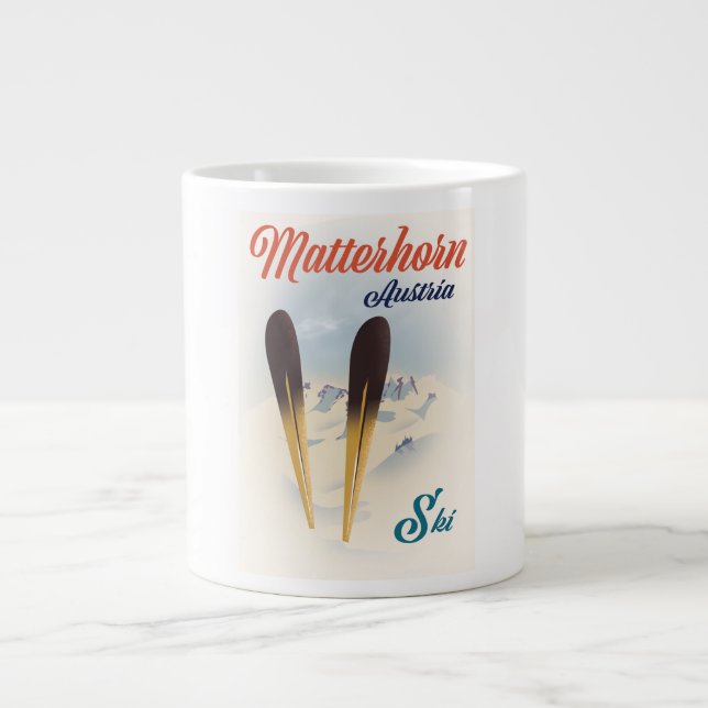 Matterhorn Austria ski poster. Large Coffee Mug (Front)