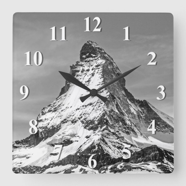 Matterhorn Black and White Square Wall Clock (Front)