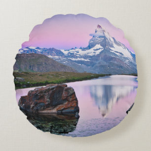 Matterhorn mountain in Zermatt, Switzerland Round Pillow