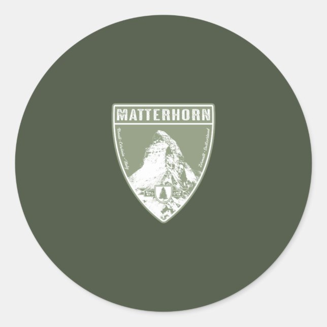 Matterhorn Switzerland Italy Classic Round Sticker (Front)