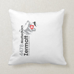 Matterhorn-Zermatt skiing Throw Pillow