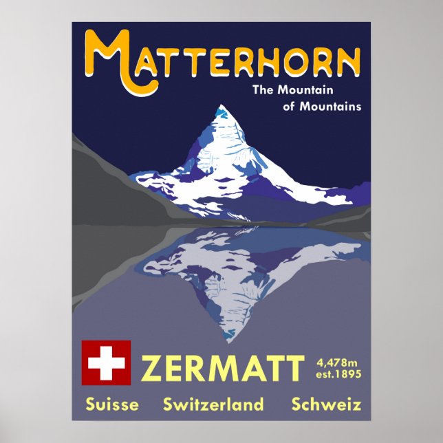 Matterhorn, Zermatt, Suisse, Poster de ski (Devant)