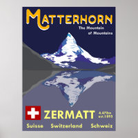 Matterhorn, Zermatt, Switzerland, Ski Poster