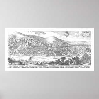 Matthaeus Merian: Heidelberg panorama from 1620 Poster
