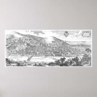 Matthaeus Merian: Heidelberg panorama from 1620 Poster