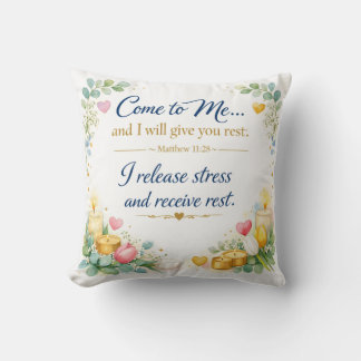 Matthew 11:28 Bible Verse, Messianic Jewish Decor Throw Pillow