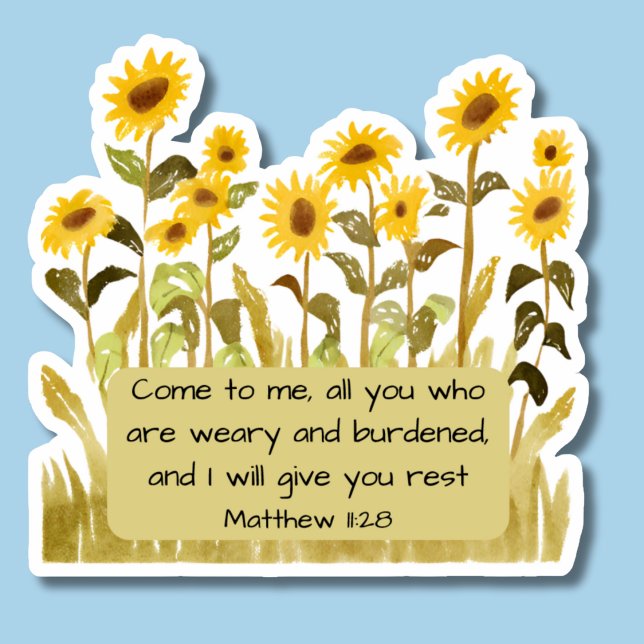 Matthew 11:28 Bible Verse with Sunflowers (Creator Uploaded)