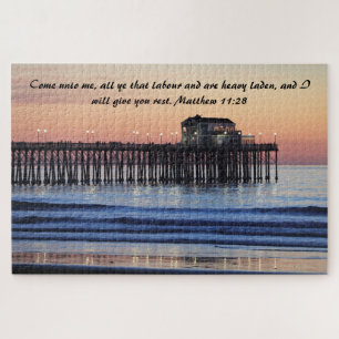 Matthew 11:28 Christian Scripture Ocean Jigsaw Puzzle