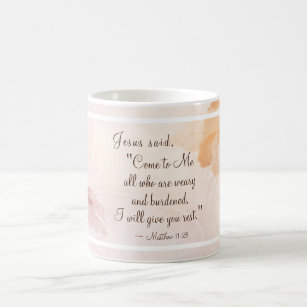 Matthew 11:28 Come to Me all who are Weary Floral Coffee Mug