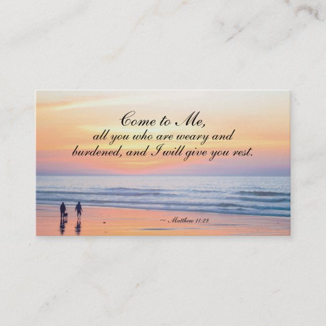 Matthew 11:28 Come to Me all who are Weary Ocean Business Card (Front)