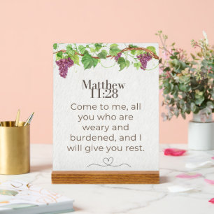 Matthew 11:28 Come to Me Scripture Grapevine Acrylic Sign