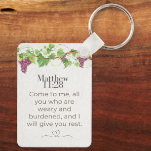 Matthew 11:28 Come to Me Scripture Grapevine Keychain