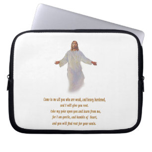 Matthew 11:28 gifts laptop sleeve