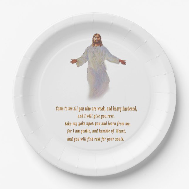 Matthew 11:28 gifts paper plate (Front)