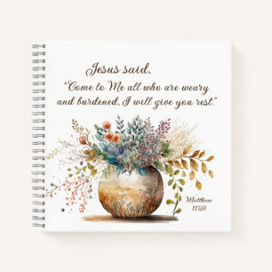 Matthew 11:28 Jesus said, Come to Me Bible Verse  Notebook
