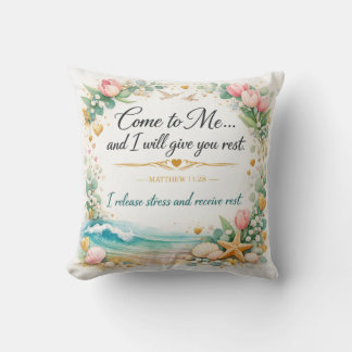 Matthew 11:28 Messianic Jewish Decor, Inspiration  Throw Pillow