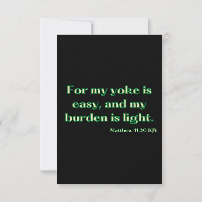 Matthew 11:30 KJV Bible Scripture Flat Greeting Card (Front)