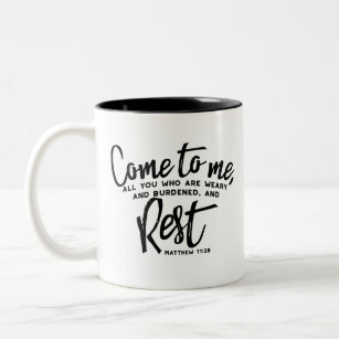Matthew 11 Bible Verse Two-Tone Coffee Mug