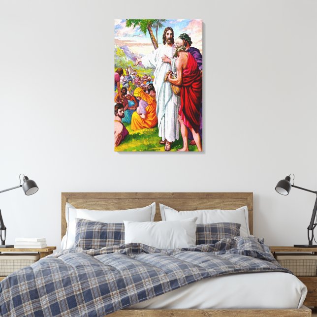 Matthew 14:13-21 Jesus Feeds 5000 Men Canvas Print (Insitu(Bedroom))