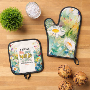 Matthew 17:20 Faith as a Mustard Seed Bible Verse Oven Mitt & Pot Holder Set