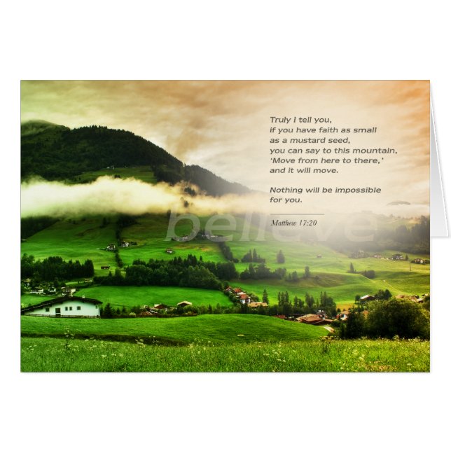 Matthew 17:20 Move mountains bible verse sunset (Front Horizontal)