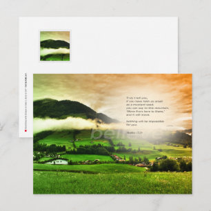 Matthew 17:20 Move mountains bible verse sunset Postcard