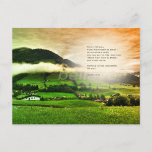 Matthew 17:20 Move mountains bible verse sunset Postcard