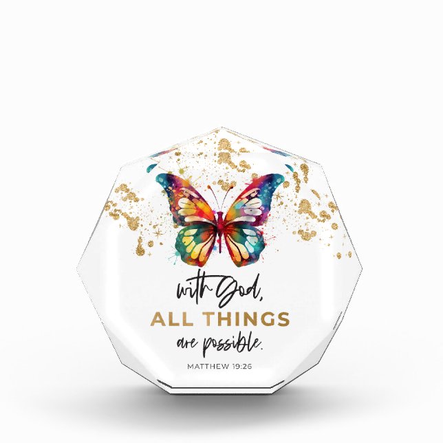Matthew 19:26 All Things are Possible Butterfly  Photo Block (Front)