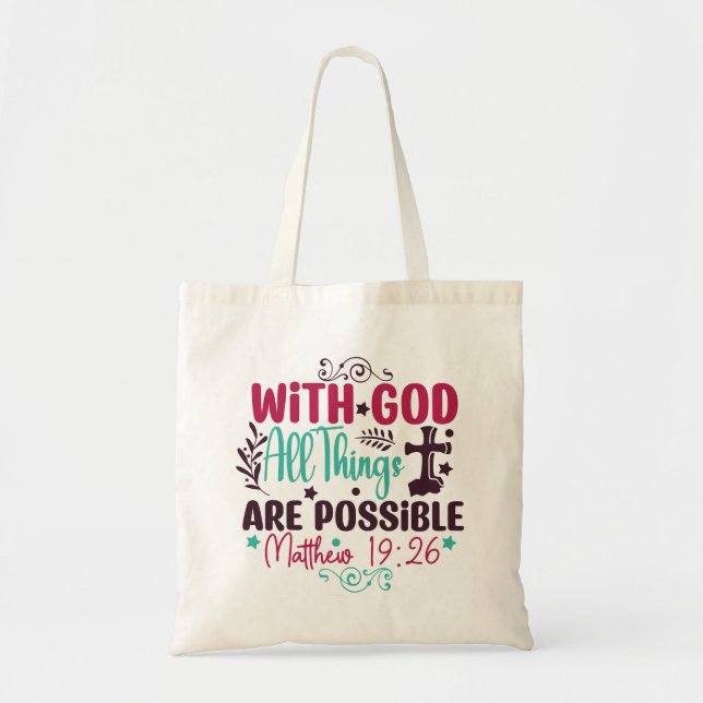 Matthew 19:26 Scripture Tote (Front)