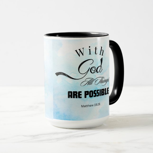 Matthew 19:26 Typography Design Mug (Front Right)