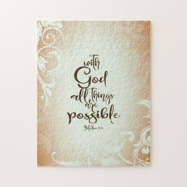 Matthew 19:26 With God All Things are Possible Jigsaw Puzzle (Vertical)