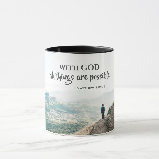 Matthew 19:26 With God all things are possible Mug (Center)