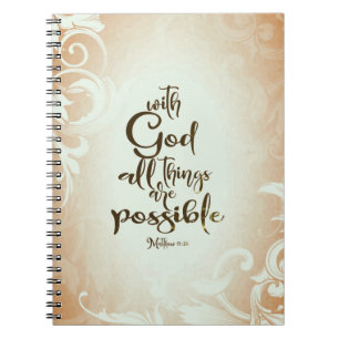 Matthew 19:26 With God All Things are Possible Notebook