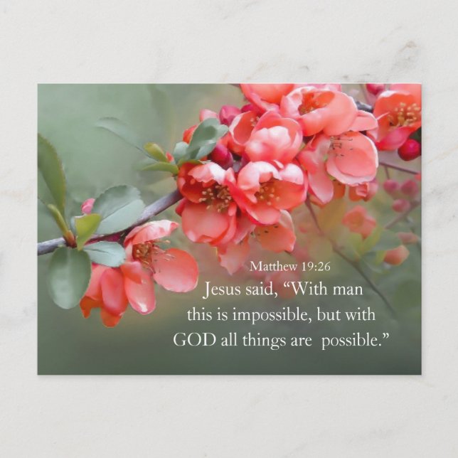 Matthew 19:26 With GOD All Things are Possible Postcard (Front)