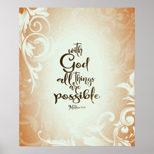 Matthew 19:26 With God All Things are Possible Poster (Front)