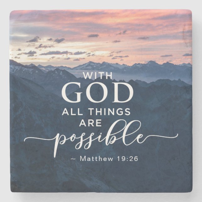 Matthew 19:26 With God All Things are Possible  Stone Coaster (Front)