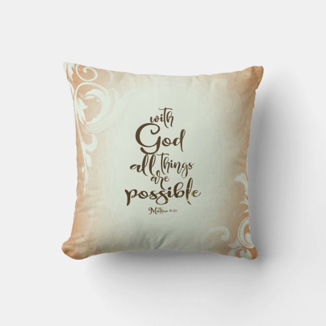 Matthew 19:26 With God All Things are Possible Throw Pillow (Front)