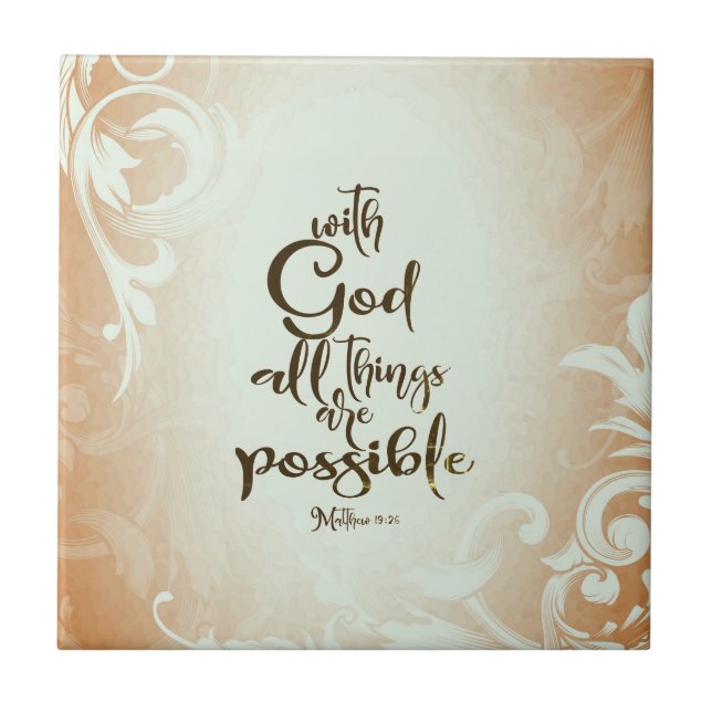 Matthew 19:26 With God All Things are Possible Tile (Front)
