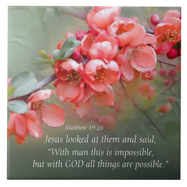 Matthew 19:26 With GOD All Things are Possible Tile (Front)