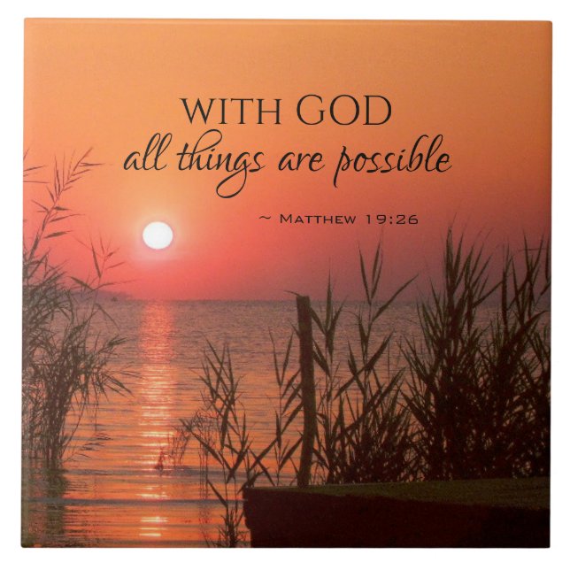 Matthew 19:26 With God all things are possible Tile (Front)