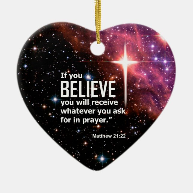 Matthew 21:22 ceramic ornament (Front)