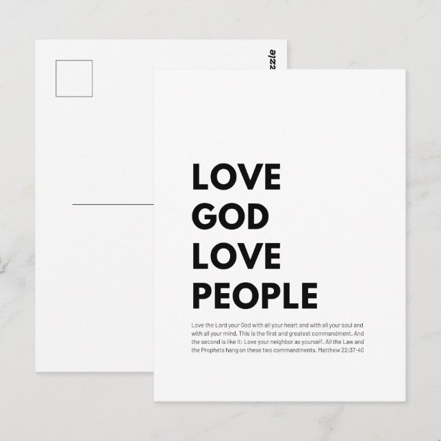 Matthew 22:37-40 Love God Love People Postcard (Front/Back)