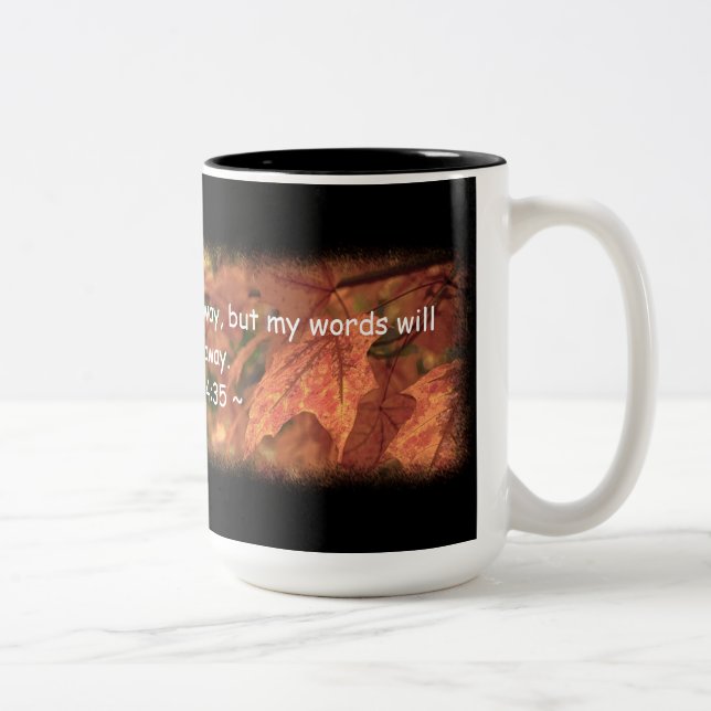 Matthew 24:35 Two-Tone coffee mug (Right)