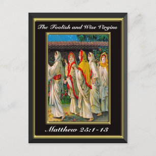 Matthew 25:1-13 The Foolish and Wise Virgins Black Postcard