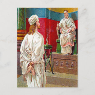 Matthew 27:11-26 Pilate Questions Jesus postcard