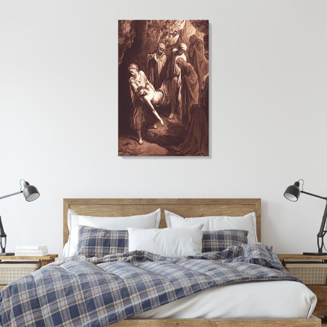Matthew 27:57-61 Jesus Is Buried in a Tomb Canvas Print (Insitu(Bedroom))