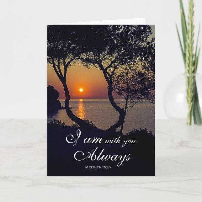 Matthew 28:20 I Am with You Always Golden Sunset  Card (Front)