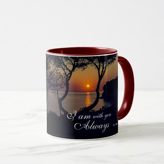 Matthew 28:20 I Am with You Always Golden Sunset Mug (Front Right)