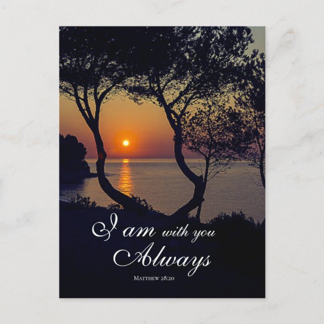 Matthew 28:20 I Am with You Always Golden Sunset  Postcard (Front)