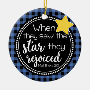 Matthew 2:10 Star Rejoiced Religious Faith Ceramic Ornament